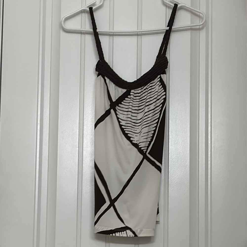 Chic Brown and White Geometric Top